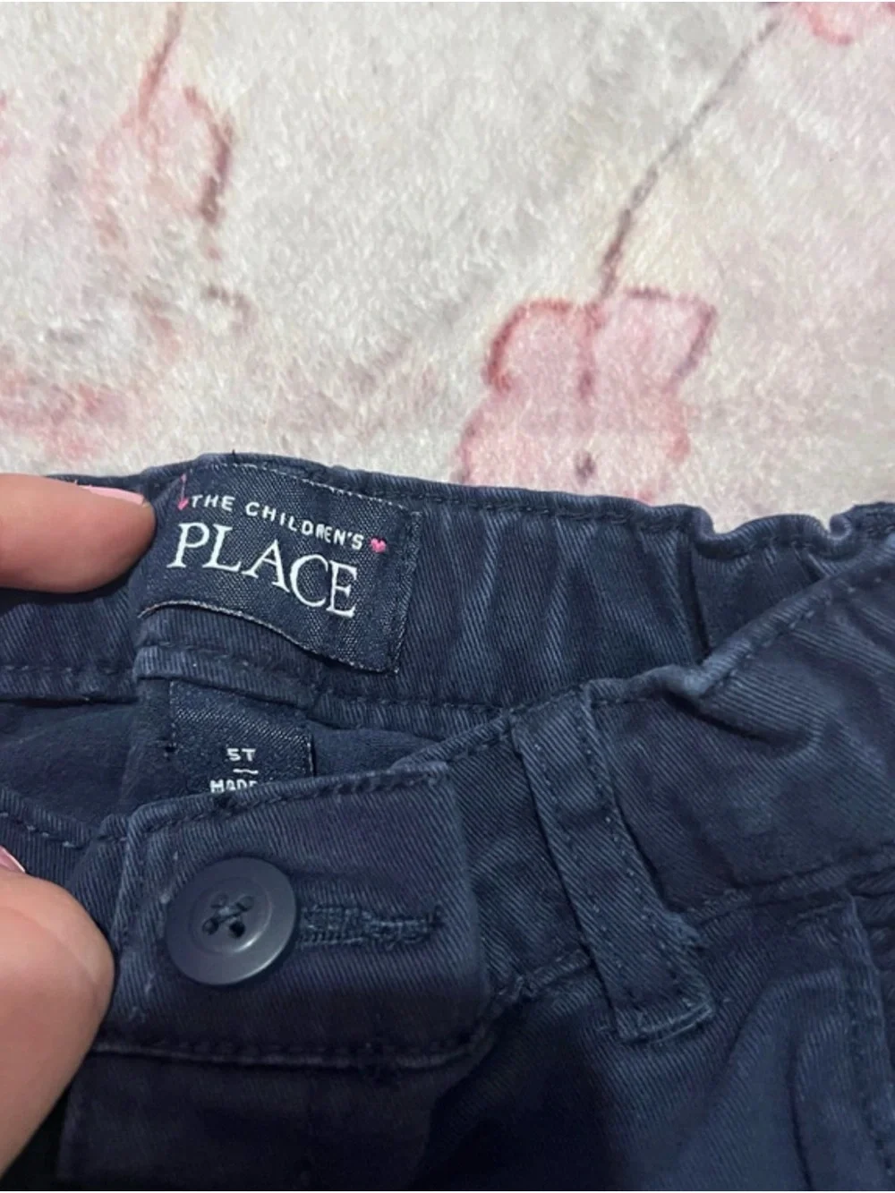 The Children's Place Navy Blue Kids' Pull-On Pants Ruffle-edge Front Pockets